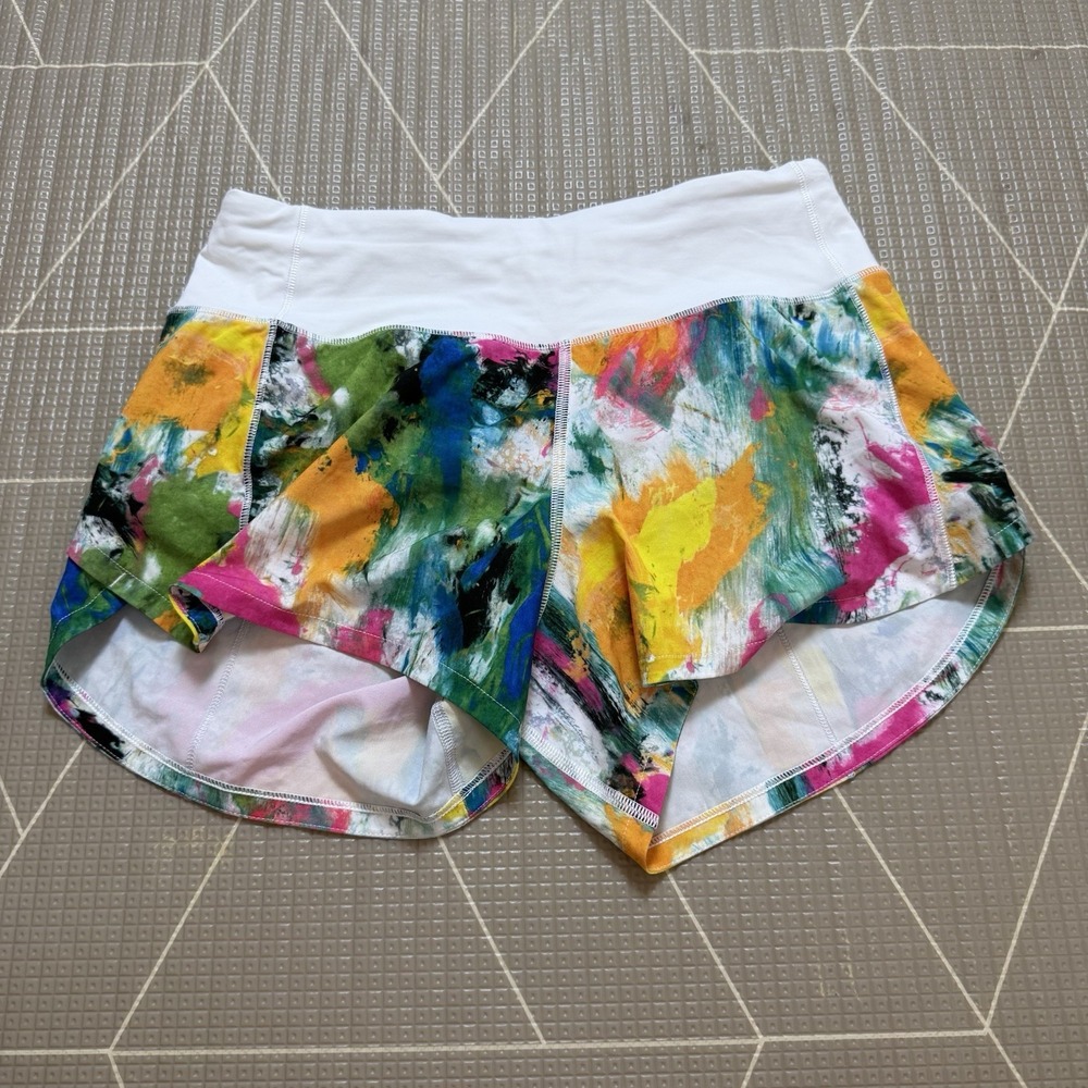 Lululemon Speed Up Mid-Rise Lined Short 4" Sz 4 Multicolor LW7AVOT Pride EUC